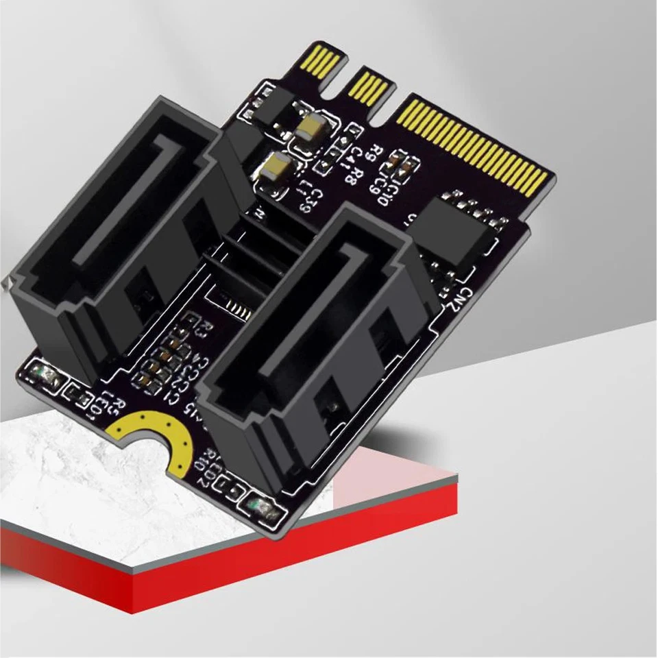 M2(A+E Key) to Dual Port SATA3.0 Expansion Card PCle 3.0 WIFI M.2 to SATA - Image 3 of 4
