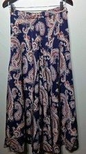 Ralph Lauren Vtg Women's Long Rayon A Line Long Skirt Paisley Print Size 8