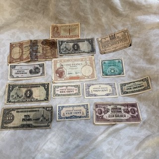 Mixed Lot of Money France Fiji Japan Netherlands WWII Paper Currency