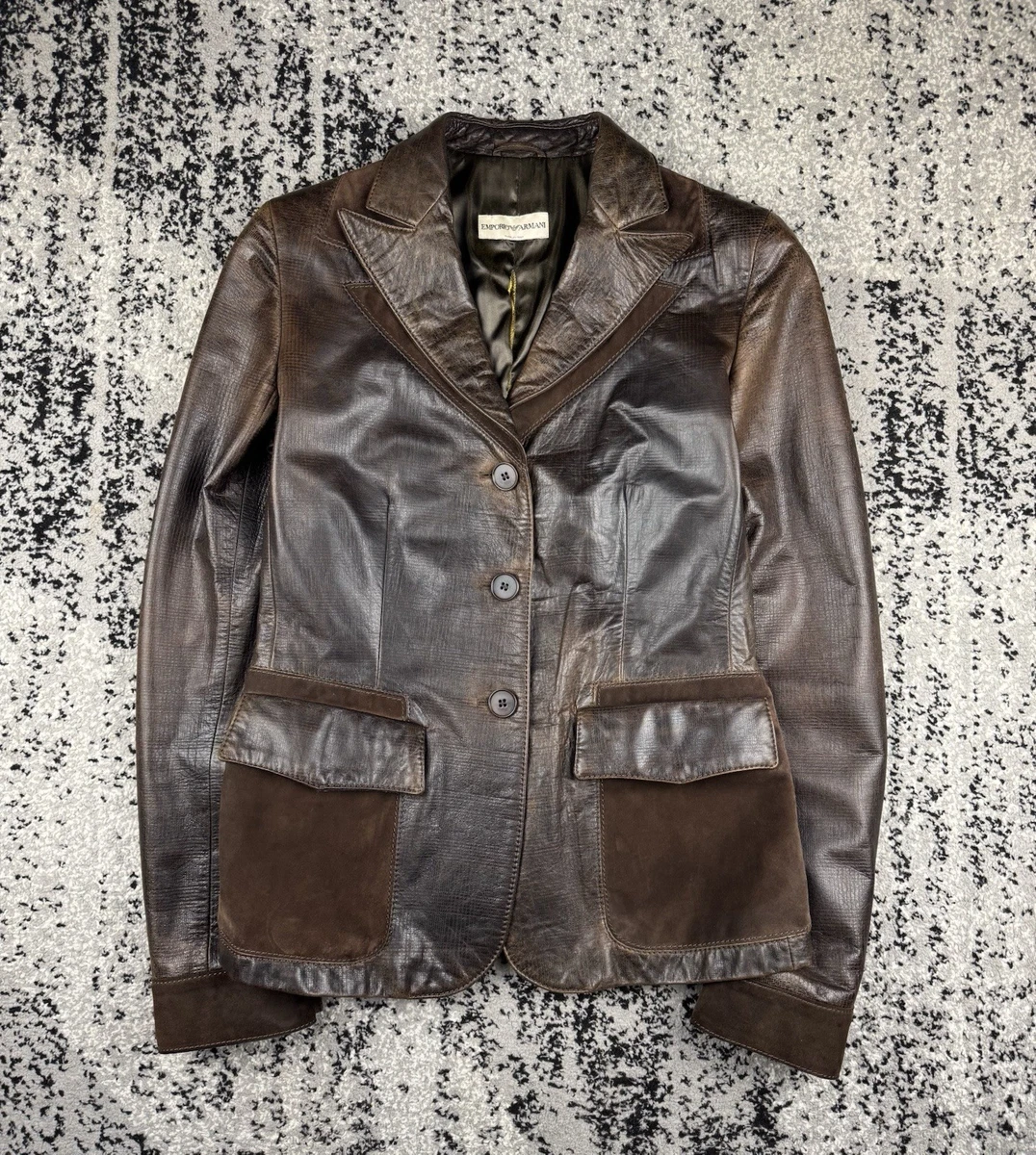 Emporio Armani Leather Outer Shell Coats, Jackets & Vests for