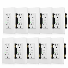 20A GFCI Outlet 125V Tamper-Resistant Weather Resistant Duplex Receptacle-10Pack