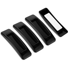 Self-Adhesive Cabinet Handles 4 Pack, Black Plastic Drawer Pulls, No-Screw