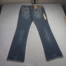 Silver Jeans Co Jeans Womens 32x31 Blue Dark Wash Suki Slim Mid Bootcut Stretch