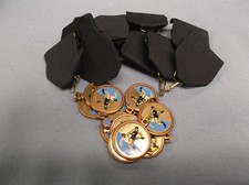 10 Wrestling Medals &ndash; Small 1" Bronze w/ Color Insert &ndash; Black Pin Ribbons &ndash; Team