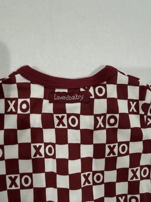 L ovedbaby Crimson XO Checker Organic Zipper Footie 0-3 Months