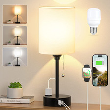 Small Bedside Table Lamp for Bedroom - 3 Color Temperatures Bedside Lamps with U