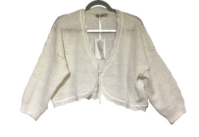 Grace Karin Cardigan Bolero Plus Sz 2XL White Open Knit Party Formal Layering
