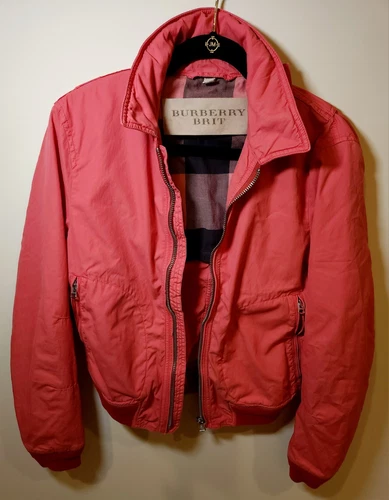 Burberry Bomber Uomo Salmone Rosa Corallo Rosso Zip Taglia S Come Nuovo! ✨️