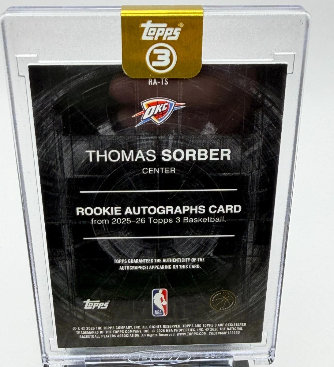 2025-26 Topps Three 3 Basketball Thomas Sorber Rookie Autograph