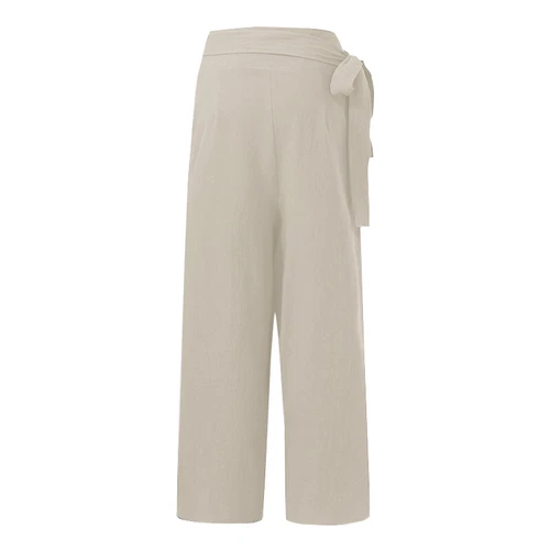 Damen High Waist Wickelhose Lange Hose Freizeit Locker Weites Bein Damen Palazzo - Bild 12 von 23