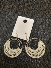 Beige Crochet Hoop Earrings