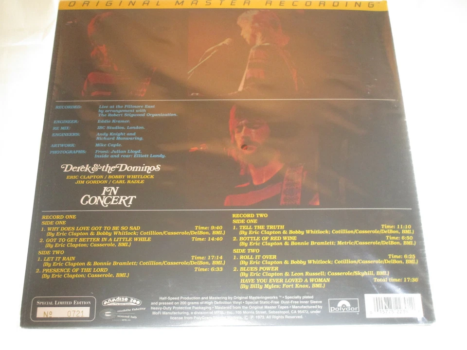Derek & the Dominos in Concert Sealed Vinyl Records LP USA 1996 MFSL # 0721 Foto 2 de 4