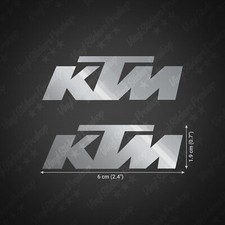 Kit 2 Stickers Glossy Silver KTM 2.4" each logo Tuning Tank Custom Moto style