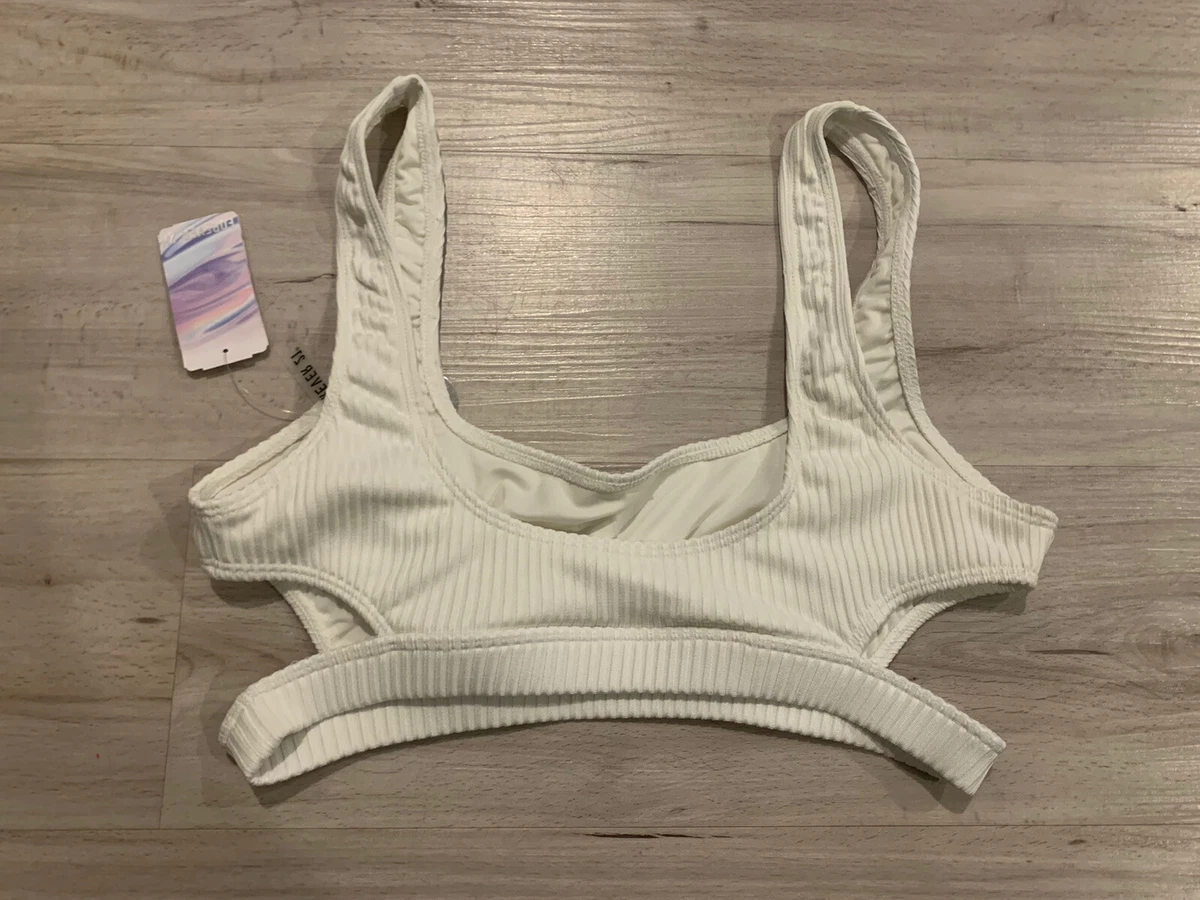 NWT Forever 21 White Bikini swim Top Size Large