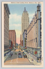 Postcard Robinson Street Looking North Oklahoma City Oklahoma