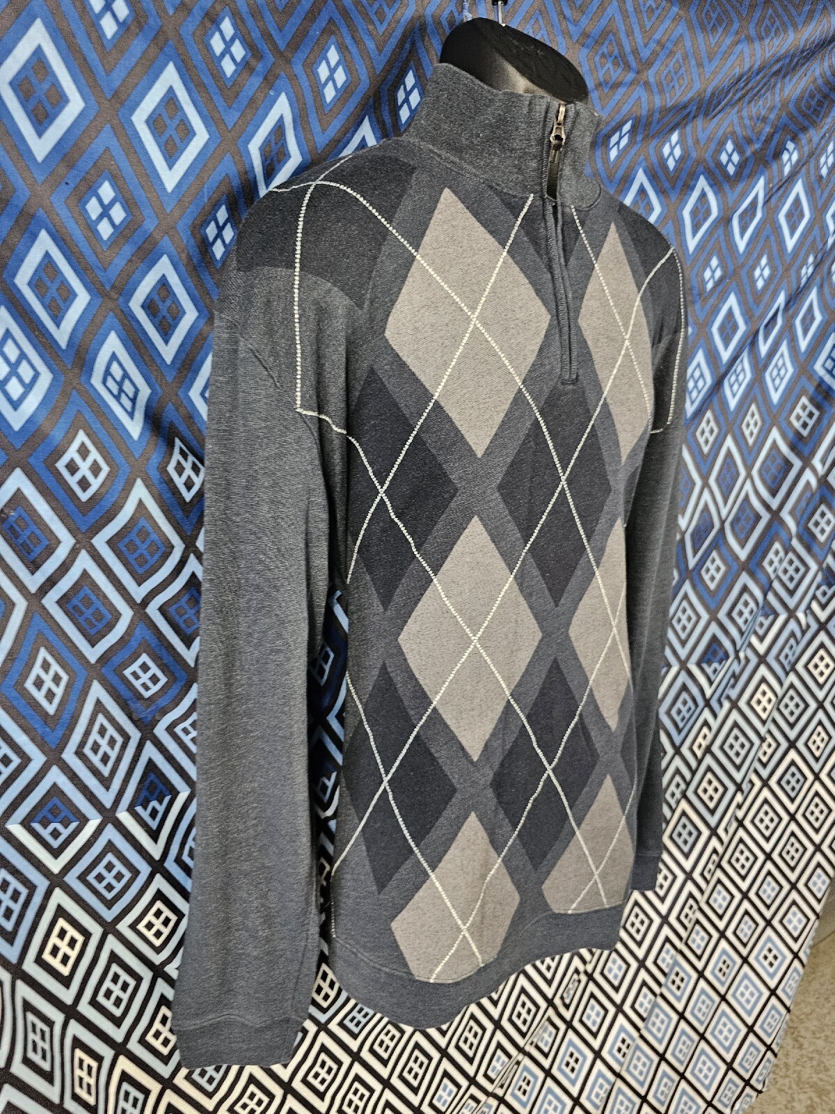 Method Sweater Pullover Gray Blue Half Zip XL Che… - image 2