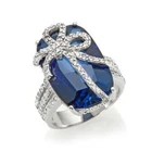 Vintage Signed DSMK STERLING SILVER 925 blue sapphire RING 8 cocktail statement