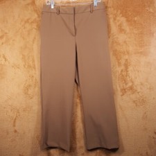 NICOLE MILLER Pants Womens Size 10 Tan Straight Leg Elastic Waist Pocket Trouser
