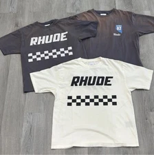 RHUDE vintage vintage slogan logo Men Women short sleeved T-shirt