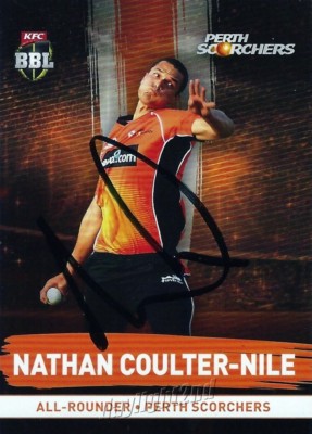 Signed 2016 2017 PERTH SCORCHERS BBL Cricket Card NATHAN ...