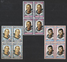 Apollo 13 Astronauts Umm Al Qiwain Space Set of 3 BLOCKS with nice cancels