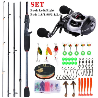 Angelruten und Rollen Set Tasche Tragbar 5 Abschnitte Angelrute und 12LB Max Drag