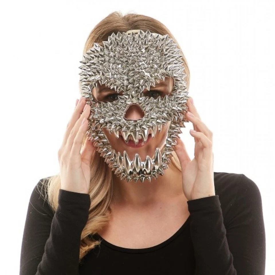 Silver Spike Skull Halloween Masquerade Costume Mask - Image 2 of 2