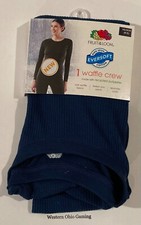 Women's Fruit Of The Loom 1 Waffle Crew Navy Blue Size XS 0-2 NEW Thermal