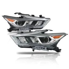 Silscvtt LH&RH Headlights Headlamps For Nissan Maxima 2016-2018 LED Chrome Clear