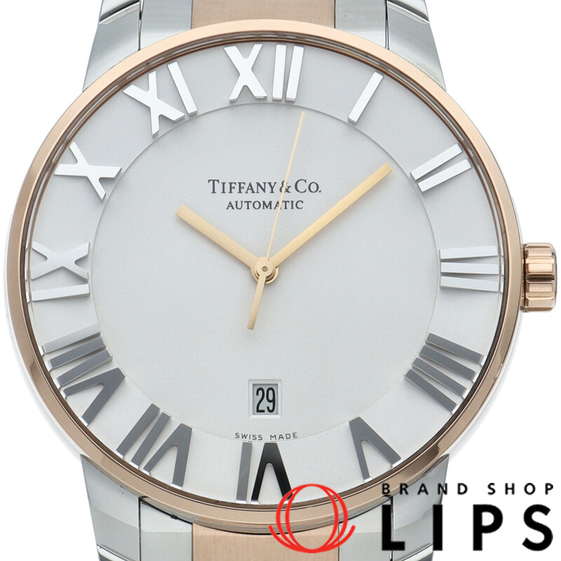 Tiffany Atlas Dome Watch 41mm Automatic Z1810.68.13A21A00A Box Card K18PG S