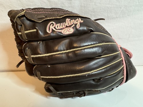 Rawlings WFP120 12'' Fastpitch Softball Glove Brown Pink Right Hand Thrower Girl - Picture 2 of 6