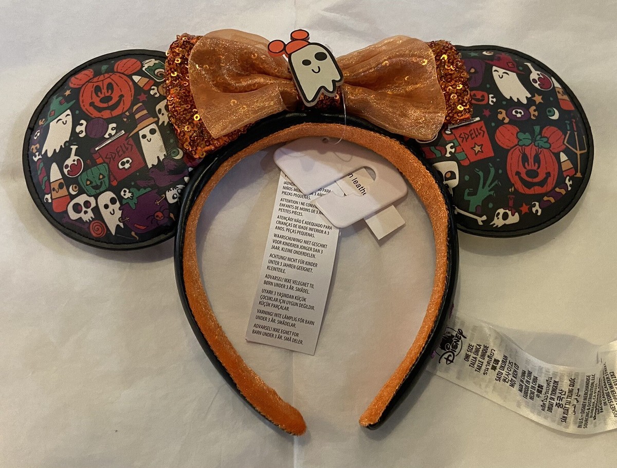 ?NWT Disney Parks Halloween Pumpkin Bow Mickey Minnie Mouse Ears Headband 2022 Jack Skellington Halloween Mickey Ears - Halloween Mouse  main image 4