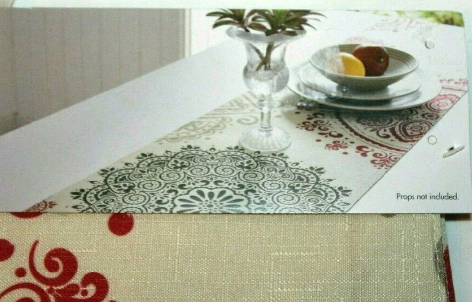 Essential Home Dallion Medallion Table Runner Neutral / Red / Multi 13 x 72" - Image 4 of 4