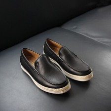 Tod's Men's real Leather Thick Soled Round Toe Loafers Shoes Luxury old money
