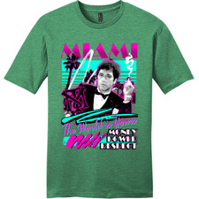NEW ART SOCIETY SCARFACE MIAMI VICE TEE SHIRT HEATHER GREEN SM-4XL MADE IN USA