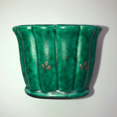 Gustavsberg Argenta Wilhelm Kåge Green Cigarette Holder w/Silver Overlay