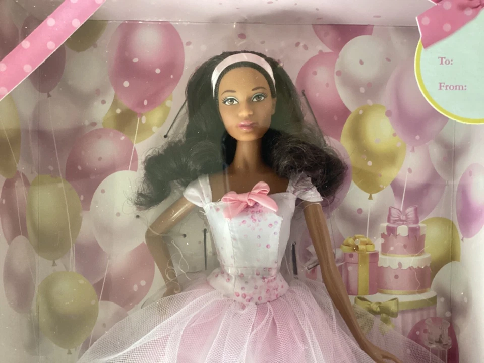 Muñeca Barbie 2016 deseos de cumpleaños etiqueta rosa afroamericana negra sin usar, en caja Foto 2 de 4