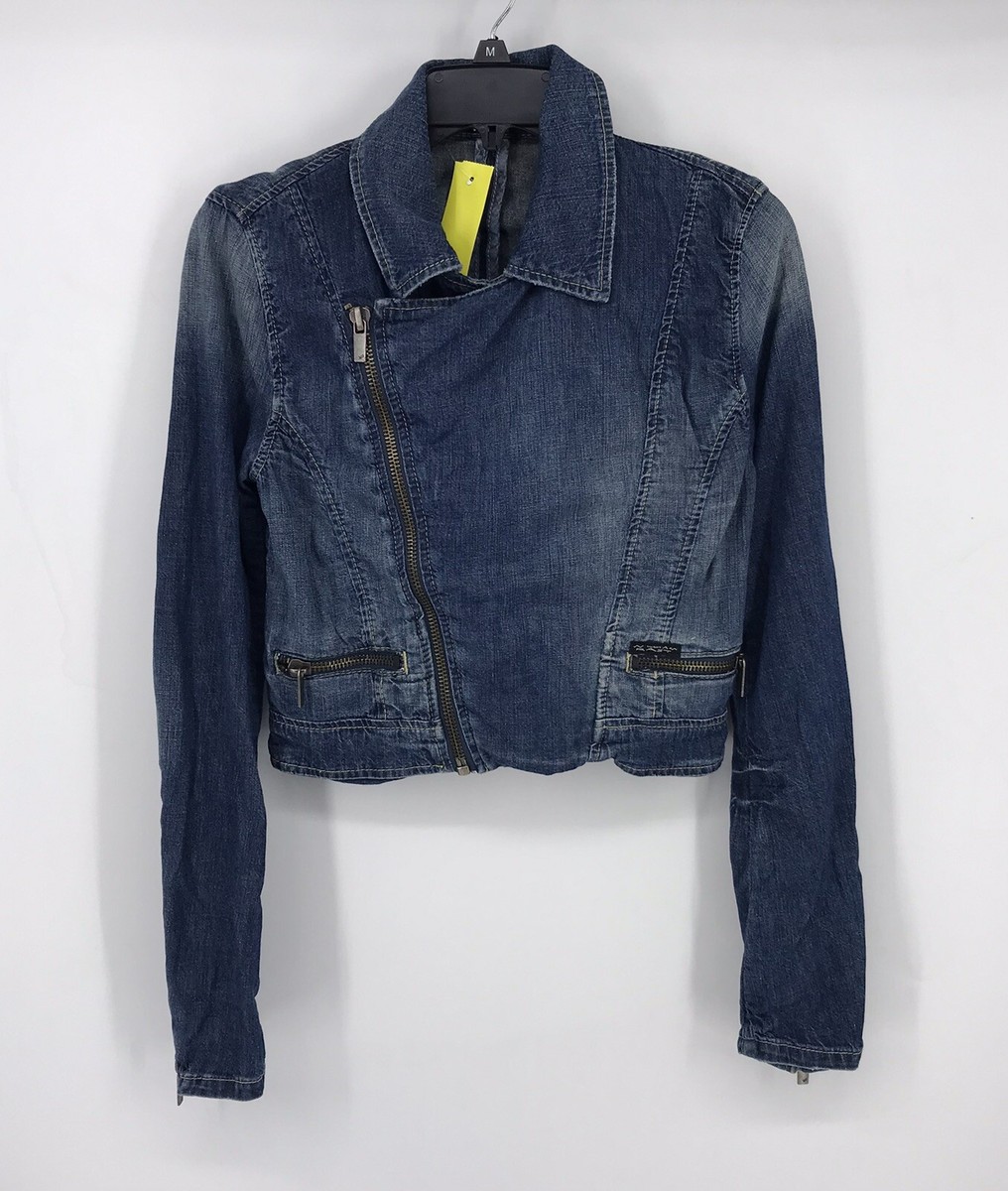 William Rast Blue Zip Up Denim Jacket Womens Size Small Long