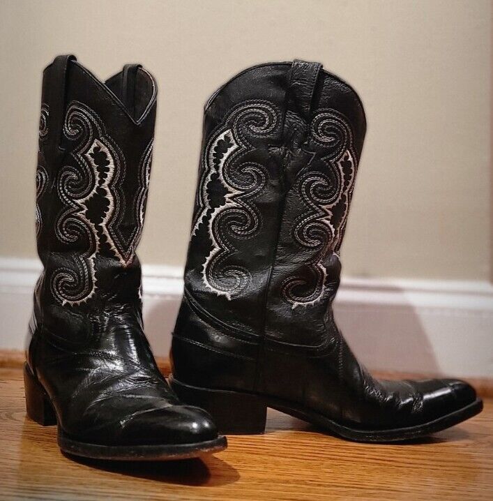 Sz. 9 Pecos Bill Men's Boots, Black Leather - image 1