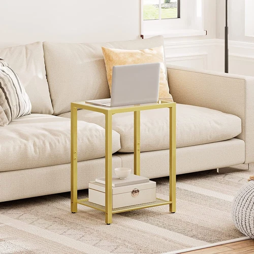 HOOBRO Coffee Table Side Table Slim Bedside Table Metal Frame for Small Space - Picture 26 of 32
