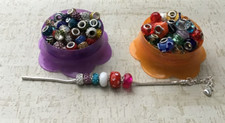 Mixed Lot of 25-50 Large Hole Glass Beads, Random Assorted Rhinestone Beads