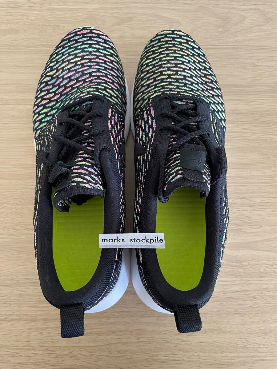 2016 Nike Roshe Run Flyknit Multi-Color Black Pink Pow-Blue 