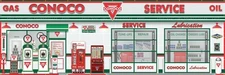 CONOCO OLD GAS SERVICE STATION SCENE WALL MURAL SIGN BANNER GARAGE ART 8' X 24'