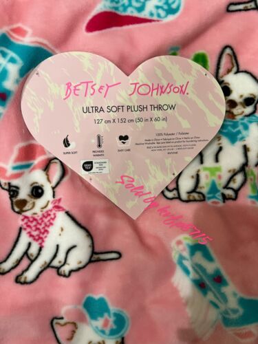 Betsey Johnson weiche Decke 50x60 Valentinstag Chihuahua Cowboyhut - Bild 3 von 3