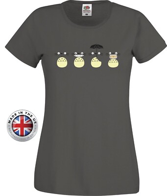 Totoro Tshirt Many Faces Of Totoro grau Anime T Shirt, Unisex + Damen tailliert