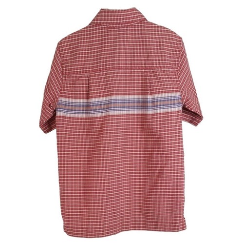 Faded Glory Boys Button Front Shirt Red Size 6 Check Stripe Collar Short Sleeve - Picture 3 of 5