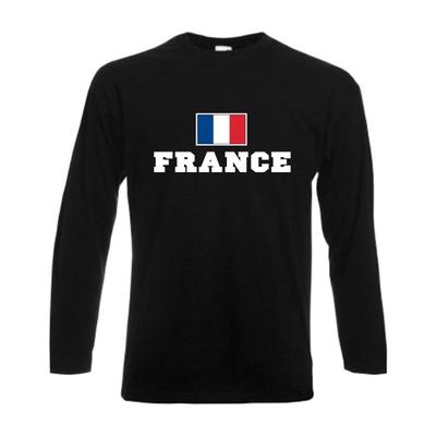 Longsleeve FRANCE (Frankreich) Flagshirt, Fanshirt langarm T-Shirt (WMS02-21b)