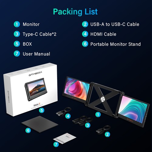 165Hz 60Hz Portable Monitor HD 15.6" 173" Dual Tri Gaming Laptop Screen Extender - Picture 60 of 60