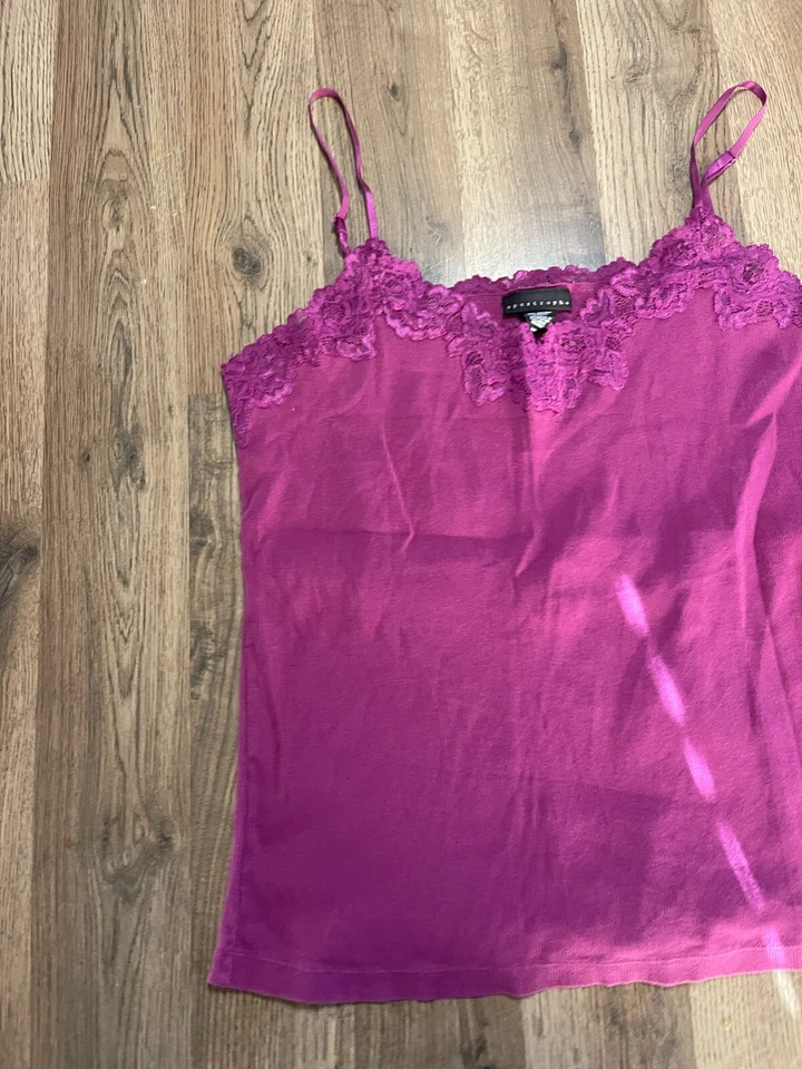 Camiseta sin mangas Apostrophe, para mujer talla XL, púrpura, floral sin mangas, encaje Foto 3 de 4