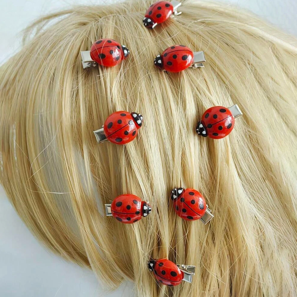 10/20pcs Ladybug Shape Hair Clips Animal Fashion Wear Accessories